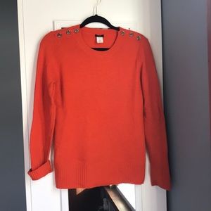 J. Crew sweater, burnt orange, tortoise shell btns